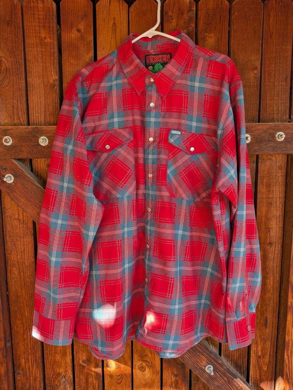 DIXXON Mens Red and Blue Plaid Button-Down  Jingle My Bells Shirt